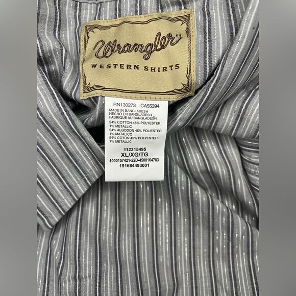 Wrangler silver striped pearl snap button down sz XL - Picture 2 of 8